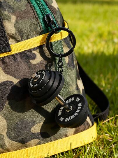 Mancuernas negras de PVC simuladas, accesorios deportivos en miniatura y modelos de fitness en miniatura: llaveros únicos (para hombres y mujeres, mochilas, coches), cordones, piezas de llavero, encantos de bolso y accesorios de automóvil - regalos ideales para amigos