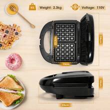 Máquina De Cocina 3 En 1 Para Waflera Donuts Y Sándwiches - Negro - Ver 6