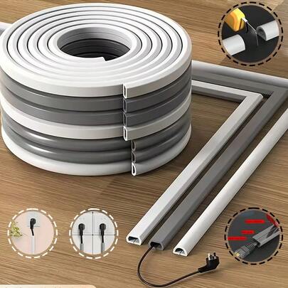 1 pièce Goulotte de câble de 2 m/78,74 po - Chemin de câbles de gestion de câbles long, organisateur de câbles doux et ordonné, gaine autoadhésive antidérapante, installation facile sur le sol, gain d'espace, durable, gaine de protection de câble