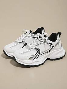 Damen Frühling/Herbst Neue Lässig Plateau Sneaker, Mesh atmungsaktiv Keilabsatz bequeme Schnürung leicht vielseitig Modische Sneaker, Weiß/Grau, geeignet für alle Jahreszeiten, Freizeitschuhe