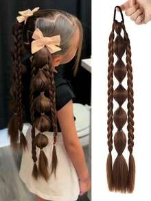 1 Pack Synthetic New Chinese Lantern Bubble Ponytail For Girls, Kids, Sweet And Cool Long Braid Lantern Boxing High Ponytail - Multicolor - View 12