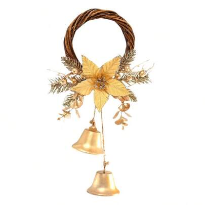 Christmas Wreath, Bell Ornament Holiday Indoor Outdoor Decorative Garland Window Door Hanging Party Favor