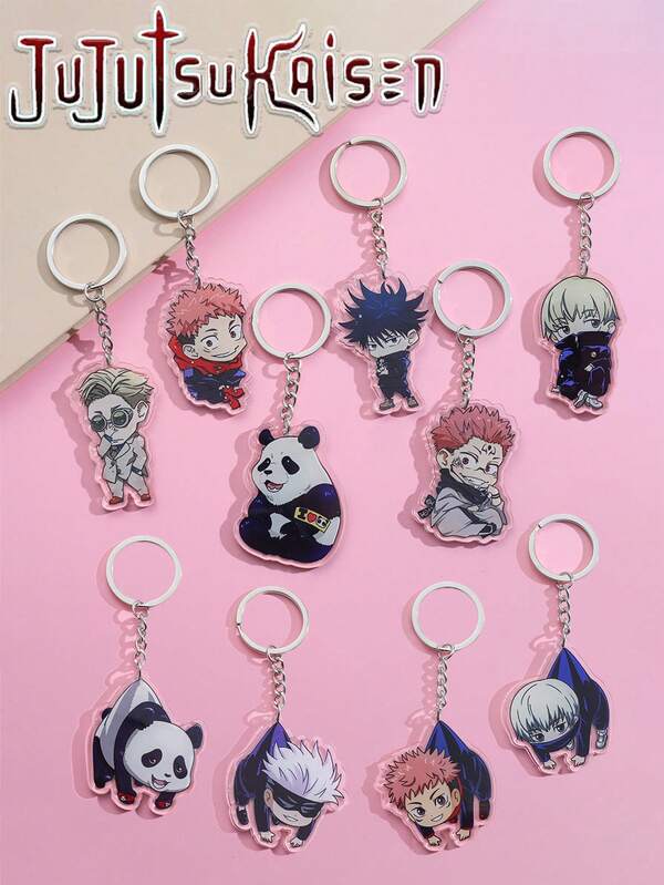 1pc Anime Peripheral Cartoon Cute Acrylic Keychain Pendant Accessories, Gojo Yuji Sukuna Megumi Nanami Nobara Toge Maki Zenin Panda Suitable For Dolls Around Boys And Girls, Backpack Hanging Accessories, Suitable For Gifts, Keychains, And Bag Hanging Accessories