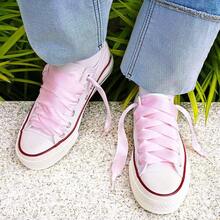 Flat Colorful Satin Shoelaces, 3/ 4inch Width, Women's/Girls' Shoelaces, White, 47inch (120) Cm: Clothing, Shoes, And Jewelry - Ribbon Pink - 查看 4