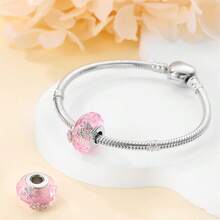 S925 镀银灯工玻璃珠，适用于 DIY 手链、项链、珠宝礼品、女士配饰、万圣节、圣诞节装饰 - 粉色 - 查看 5