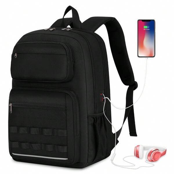 TSA-Friendly Portable Backpack With A Separate Laptop Compartment, Spacious, Business Backpack, 15.6-Inch Laptop Backpack, Men's Travel, Work, And University Backpack With USB Port, Available In Black And Gray