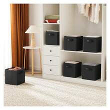 Houser Fabric Cloth Storage Bins,Foldable Storage Cubes Organizer Baskets With Dual Handles For Home Bedroom Storage,Set Of 6Black - B-black - View 3