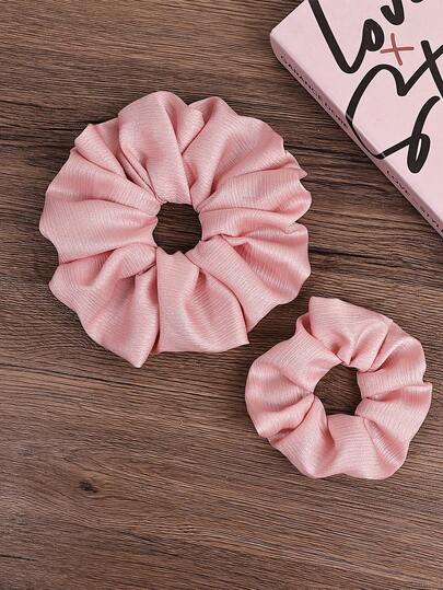 2 st/set eleganta extra stora hårsnoddar, lämpliga för kvinnor hästsvans, rosa satinhårsnoddar, mångsidiga håraccessoarer, hårsnoddar