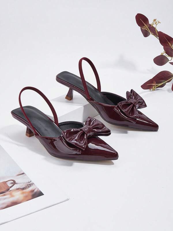 Damen neue süße Schleife bequeme spitze Zehen rutschfeste High Heel Schuhe (asymmetrisch geschnittene Obermaterialien)
