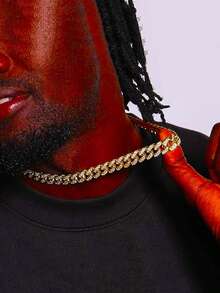 2 piezas Conjunto de collar y pulsera de alta calidad de estilo hip hop, collar de eslabón cubano brillante y pulsera, joyería hip hop con diamantes, diseño de lujo adecuado para hombres y mujeres, accesorios para el cuello y la muñeca, diamantes brillantes - multicolor - Ver 9