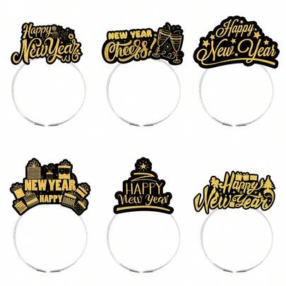 6PCS 2026 New Year's Decoration Headband Happy New Yearphoto Dress Up Props Headband Party Supplies