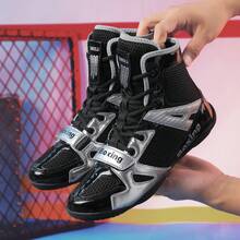 Men's Wrestling Shoes, High-Top Combat Boxing Shoes, Training Shoes, Kickboxing Boots, Fitness Martial Arts Shoes, High-Quality Men's Professional Sports Shoes, Comfortable Anti-Slip Durable Breathable Ankle Support Shoes With Textured Soles