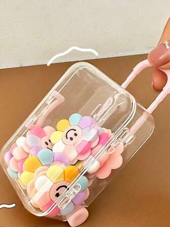 Ultra-Small Trolley Case With Retractable Wheels And Movable Transparent Mini Jewelry Storage Box Cute Box