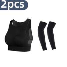 2pcs Women Sports Bra Strap + Black Arm Sleeves, Yoga Cropped Tank Top, Sports Bra, Shock-Absorbing Circular Bra, Fitness Strap - Multicolor - View 13