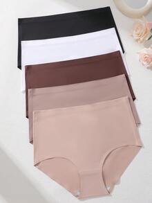 5 piezas/paquete Ropa interior sin costuras e invisible para mujer, de talle alto - Multicolor - Ver 2