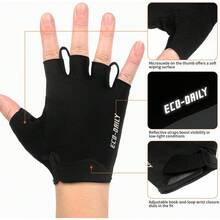 Guantes de ciclismo Eco-Daily para hombres y mujeres, guantes acolchados para bicicleta de montaña, guantes ligeros de medio dedo, antideslizantes que absorben los golpes para MTB Road Biking Fitness - Rojo- negro - Ver 4