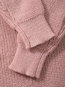 Lightweight Casual Textured Knit Oversized Unisex Sweater, Minimalist Design, Loose Fit Crew Neck Pullover, Suitable For Autumn/Winter - Pink - View 7