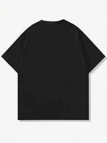 Nueva y elegante camiseta 100% algodón para hombre con un estampado sencillo y sofisticado. Camiseta informal y cómoda de manga corta con cuello redondo. Ideal para primavera y verano, ideal para cualquier ocasión. Color liso, informal, para uso diario. Camiseta de verano ligera y transpirable de manga corta (Tallas S, M, L, XL, XXL, XXXL). - Negro - Ver 2