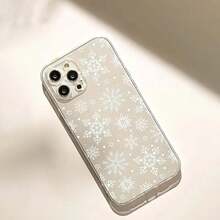 Funda creativa para teléfono, carcasa transparente con patrón de copo de nieve, funda de TPU a prueba de golpes de cobertura total compatible con Apple  6/7/8/X/Xs/Xr/Xs Max/11/12/13/14/15/16 Pro Max. Funda suave a prueba de golpes para chicas y mujeres - 1 pieza - Ver 3