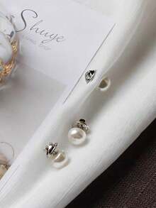 10pcs Versatile No-Sew Pearl Shirt Buttons, Invisible Anti-Slip Brooch Pins, Suitable For Women And Girls Cardigans And Blouses, Suitable For Daily, Formal, Vacation, Party, Valentine's Day Gift - White - View 4