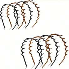 Zig Zag Headbands For Women Teen Girls Men, Plastic Hair Bands With Teeth Thin Zigzag Head Bands For Women's Hair, Non Slip Black Comb Hairbands Hair Accessories, 8 Packs Head Accessories - Multicolor - View 10