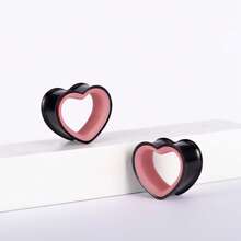 2pcs Stainless Steel Dual-Tone Heart Shaped Ear Gauges, Suitable For Various Ear Types, Ear Piercing Jewelry, Earrings, New Low Allergy Accessories, Gift For Women - Heart - View 62