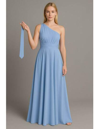 vestido longo barato para madrinha mula manca sem brilho em fluit com gravata na mesma cor para padrinho