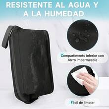 Almacenamiento deéticos RAINSMORE Neceser Separación de Humedad y Sequedad Cosmetiquera Para Hombre y Mujer Bolsa de Maquillaje Impermeable Cosmetiquera de Viaje Abertura Amplia Neceser de Viaje Negro - Negro - Ver 3