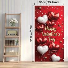 1 Set de decoración del Día de San Valentín - Fondo de corazón rojo con globos y texto "Feliz Día de San Valentín", decoración para fiesta interior/exterior, adecuado para puerta principal, aniversario, boda, decoración del Día de San Valentín - 1 pieza - Ver 3