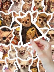 Conjunto de 55 adesivos fofos e divertidos de cachorros Chihuahua - Adesivos adoráveis de animais de estimação para celular, laptop, garrafa de água, álbum de recortes, presente ideal para adolescentes e amantes de cães. - Multicolorido - Ver 4