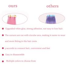 Mini Tape In Synthetic Hair Extensions 24 Inch 10pcs Straight Invisible Adhesive Colored Tape In Hair Extension For Halloween Cosplay Dress Up Fashion Party Christmas New Year Gift - Multicolor - View 6