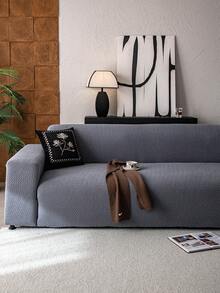 1pc Classic Solid Color Sofa Cover, High Elasticity, Dust-Proof And Dirt-Resistant, Machine/Hand Washable Furniture Protector, Suitable For All Seasons, Fits 3/4-Seater Sofa (Multiple Sizes Available) - Dark Grey - View 9