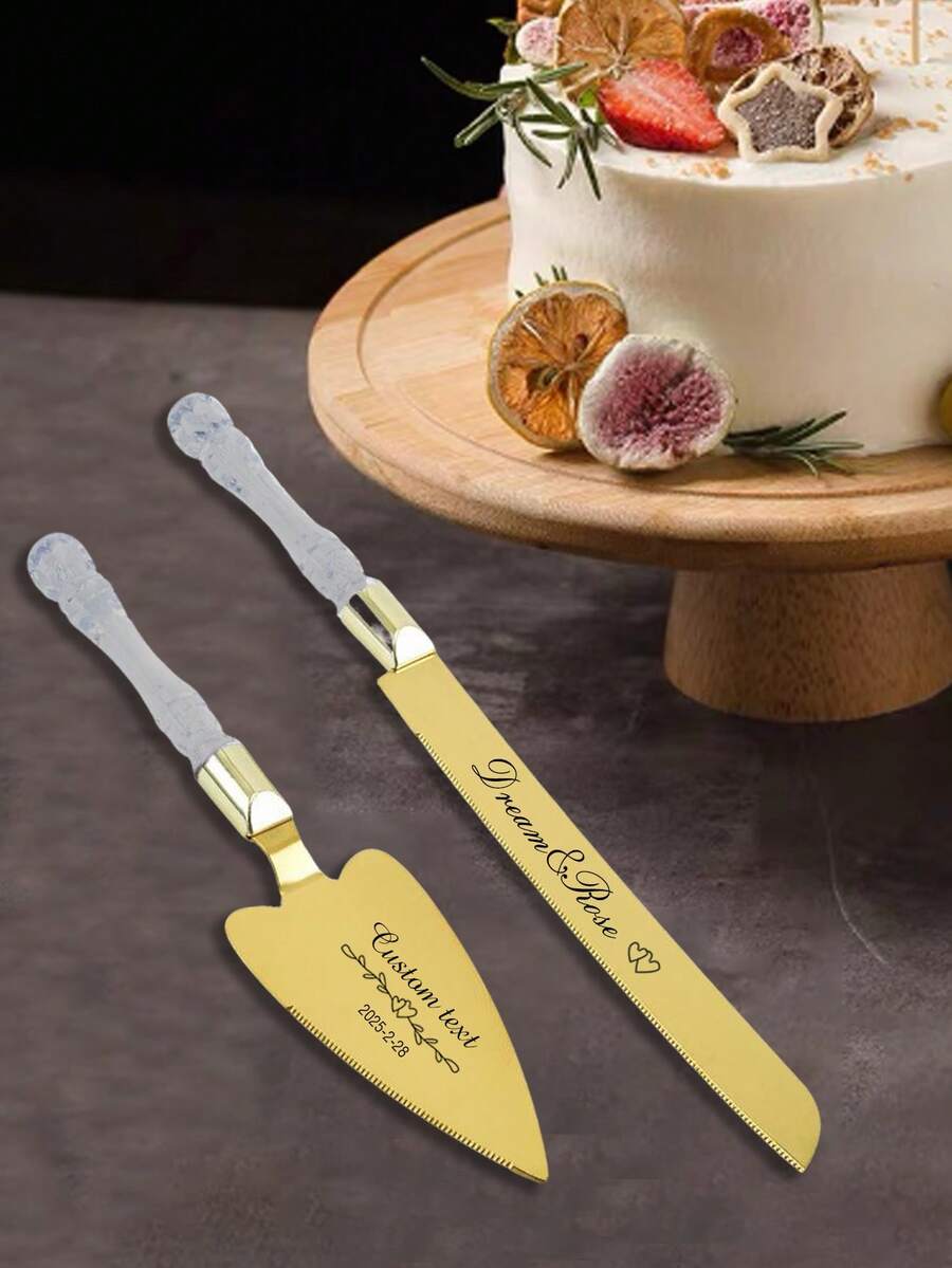 2Pcs Personalized Stainless Steel Engraved Cake Knife, Custom Crystal Handle Cake Cutting Set For Wedding, Spatula, Pizza And Cheese Cutter, Baking Tools, Personalized Stainless Steel Cake Knife With Engraving Name, Knife Size: 33.5cm/13.2in, Shovel Size: 27.5cm/10.8in, Wedding Cake Knife And Server Set, Cake Cutting Set For Wedding ,Stainless Stylish,Adorable,Colorful Custom,Personalized,Unique Ideal Gifts For Friends,Home,Office