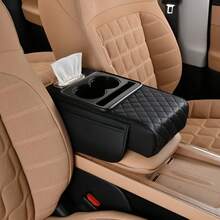 Universal Car Armrest Pad Convenient With Pocket And Tissue Box Bottle Holder Suitable For Most Vehicles - Coffee Brown - View 10