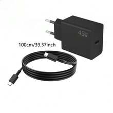 45W USB-C Wall Charger, GaN Technology Supports PPS Fast Charging, C-Type Power Adapter And Type-C To C 45W Fast Charging Data Cable, Compatible With MacBook Pro/Air, 17/16/15, IPad Pro/Air, Galaxy Tab S8/59, Pixel Etr (Black) - EU C Type Plug(220-240V) - View 9