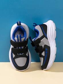 1 Pair Fashionable & Practical Children's Sports Shoes, Colorblock Style, Eye-Catching Hook And Loop