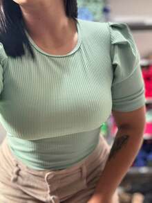 Women's Ribbed Blouse - Light Green - View 2