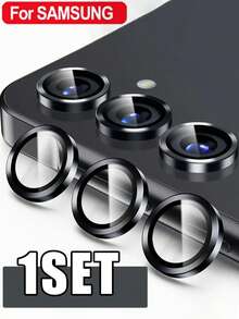 1 Bộ Miếng Dán Bảo Vệ Ống Kính Camera Cho Galaxy A16 A05 A05S A15 A25 A35 A55 A54 A34 A24 A14 S25 Ultra/S25/S24/S23/Ultra FE Plus/S24+/S23+/S25+, Kính Cường Lực 9H Bảo Vệ Màn Hình Camera, Vòng Hợp Kim Nhôm Riêng - màu đen - Xem 1