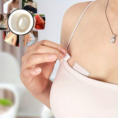1 Rollo de 5M Cinta Invisible Antideslizante, Pegatina Transparente Impermeable de Doble Cara, Adecuada para Cuellos de Camisas, Lencería de Mujer y Accesorios de Lencería