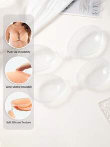 1pc Nipple Shield Lift, Strapless Adhesive Push Up Reusable Silicone Tape Bra, Invisible Adhesive Bra For Women And Girls Pink - Multicolor - View 24