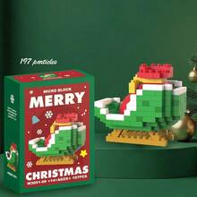 1 Box Christmas Series Building Blocks Toy + Santa Claus, Christmas Tree, Reindeer Building Block Decor Toy + Micro Particle Assembly Decor + Educational Building Blocks Toy - Multicolor - View 26