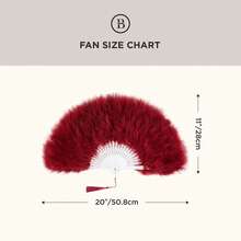 BABEYOND Marabou Feather Fan 20s Vintage Folding Fan Flapper Hand Fan For Costume Dancing Show Tea Party Wedding Decoration (Wine Red) - 酒紅色 - 查看 5