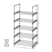 Estante Zapatero, Estante para Zapatos, 5 Niveles, Metal, Apilable, Ahorra Espacio, Almacenaje Zapato, Multifuncional, para el Pasillo, Dormitorio, Sala de Estar, Gris - Gris - Ver 8