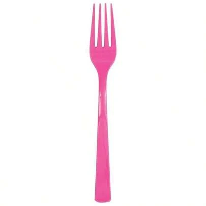 Hot Pink Solid Plastic Forks 18ct - Durable Elegant Party Cutlery - Parties, Picnics Every Occasion
