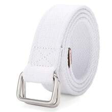 JASGOOD Men Canvas Double Ring Belt Plus Size Men Cloth Casual Belt For Jeans Pants{"Color_name":"SolidWhite","Size_name":"FitsWaistSize28\"-32\""} - 多色9 - 查看 1