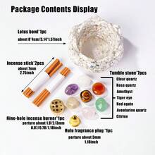 1set Natural Crystal Dropper Resin Reiki Stone Candle Base Aromatherapy Cornucopia Healing Meditation Decoration Gift Box Set Christmas Gift - Epoxy Lotus Bowl Incense Holder Set - View 12