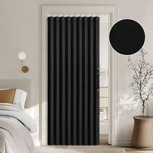 Accordion Style Magnetic Folding Door Curtains DoorwaysCloset, Room Divider Pleated Drapes With Hooks Interior Living RoomBedroomOpen Closet, White, W39x L78 Inches, 1 Panel - Rộng 39" x Dài 78" (Gói 1) + Đen - Xem 2