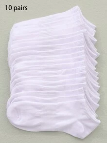 10 Paar Damen Basic einfarbige Knöchelsocken, schwarz & weiß, atmungsaktiv geeignet für alle Jahreszeiten - Weiss - Übersicht 7