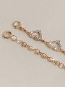 1pc Fashionable Simple Heart Shaped Rhinestone Decorated Alloy Waist Chain For Women Dress - Vàng - Xem 5