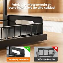 Organizador De Especias Extraíble Para Armarios De 2 Niveles - Negro - Ver 5